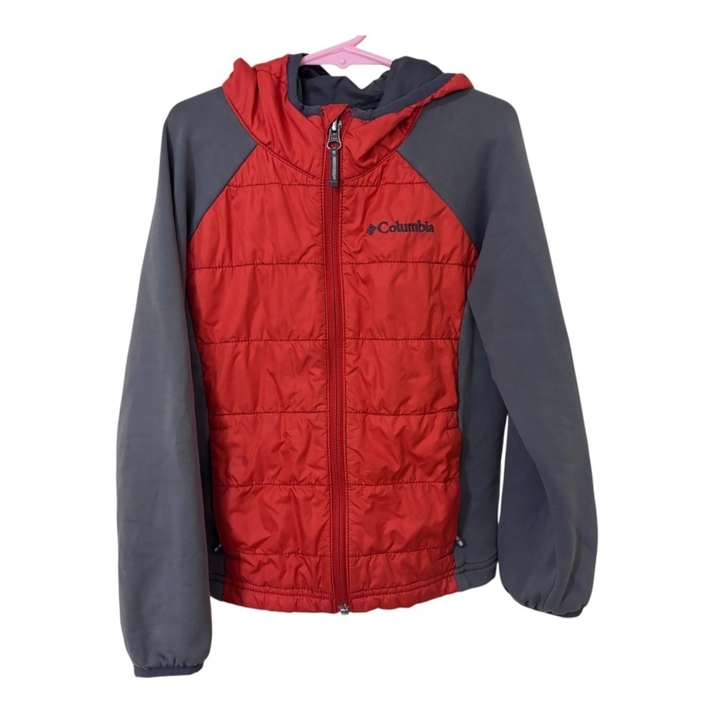 Columbia kids Red and Gray Hooded zipper Jacket Size Xsmall